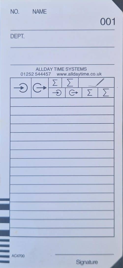 AC5700 Time Recorder Barcoded Clock Cards