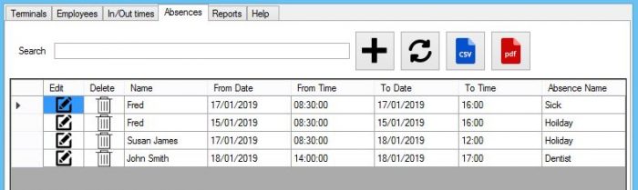 time attendance Absences