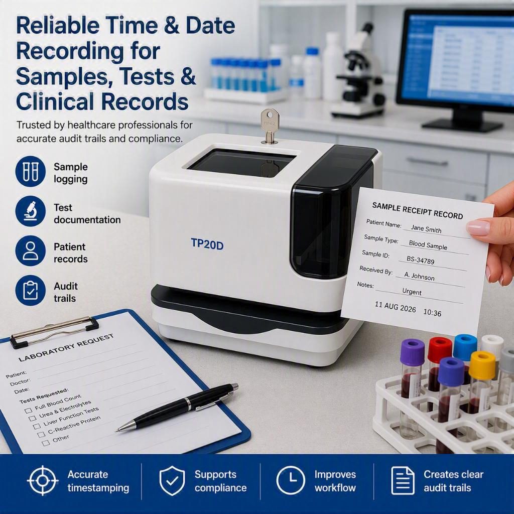Laboratory clinical time stamp clock